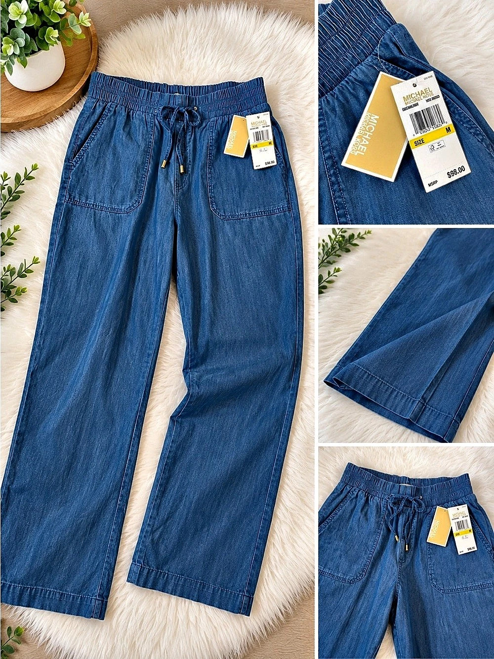 Michael kors Wide Leg Pants in Blue Size medium NWT